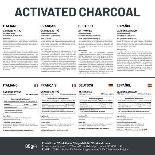 Activated Charcoal Capsules - 200 High Strength Vegan Capsules- 2000mg per serving I Made in the UK by Prowise Healthcare - Image 7