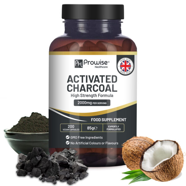 Activated Charcoal Capsules - 200 High Strength Vegan Capsules- 2000mg per serving I Made in the UK by Prowise Healthcare - Image 6