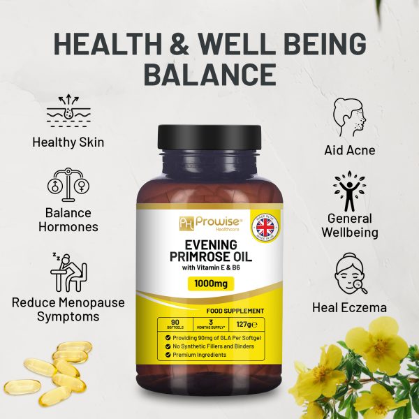 Evening Primrose Oil 1000mg | 90 Softgel Capsules | Pure Cold Pressed I 90mg GLA per Capsule I Women's Health I Premium Quality - Image 3