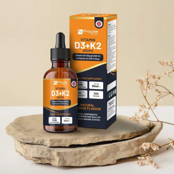 Vitamin D3 4000iu + K2 MK7 25µg I Orange Liquid Drops I High Strength 4000iu D3 + 25µg K2- 30ml Bottle I Fast Absorption I Made in UK - Image 4