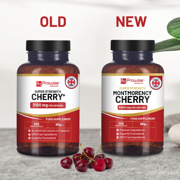 Montmorency Cherry 6400mg - 200 Tart Cherry Capsules - Natural Tart Cherry Extract Supplement for Men & Women – Super Strength, Gluten Free, Vegan and GMO Free - Image 2