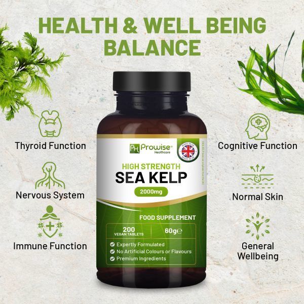 Sea Kelp 2000mg 200 Vegan Tablets | Natural Source of Iodine | Premium Ingredients | Proudly made in the UK by Prowise - Image 2