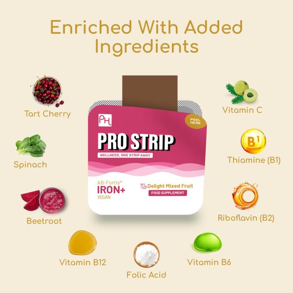 PROSTRIP®️ IRON+ AB-Fortis® 14mg added with Vitamin C, B1, B2, B6, Folic Acid, Beetroot, Spinach and Tart Cherry – 30 Oral Vegan Strips – No water needed – High Absorption by Prowise Healthcare - Image 5