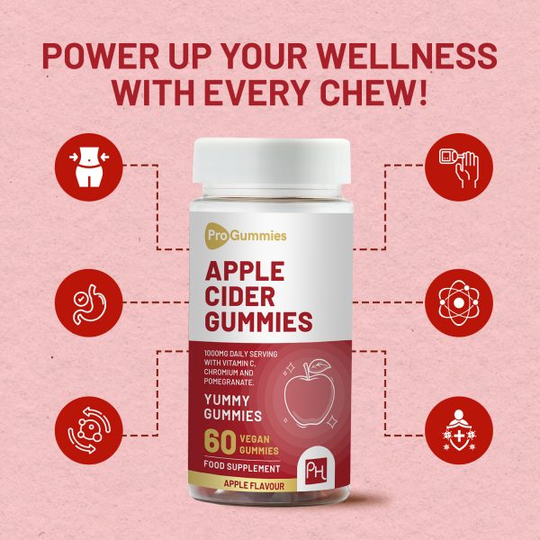 Vegan Apple Cider Vinegar Gummies | Apple Flavour | High Strength 1000mg with Vitamin C, Chromium and Pomegranate | Natural Apple Cider Vinegar | Non-GMO, Gluten-Free & Gelatine-Free by Prowise - Image 5