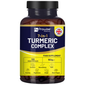 Organic Turmeric Curcumin 720mg - 120 Capsules | Organic Turmeric and Black Pepper Capsules High Strength | Vegan & Vegetarian Turmeric Supplements | Certified Organic by Soil Association by Prowise