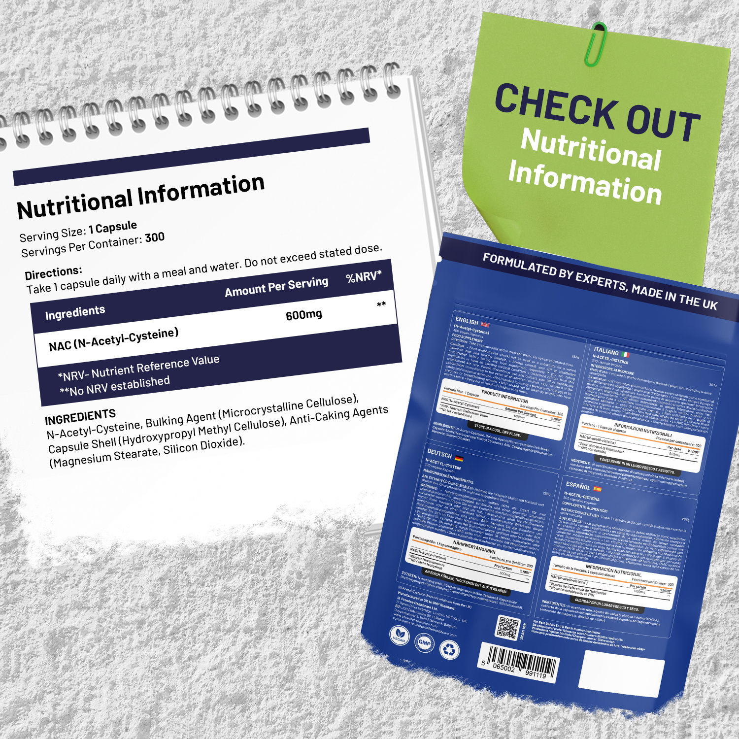 NAC N-Acetyl-Cysteine 600mg | 300 Capsules | Vegan N-Acetyl-Cysteine Nutritional Supplements| 10 Month’s Supply | High Bioavailability & letter box friendly | UK Manufactured by Prowise Healthcare - Image 2