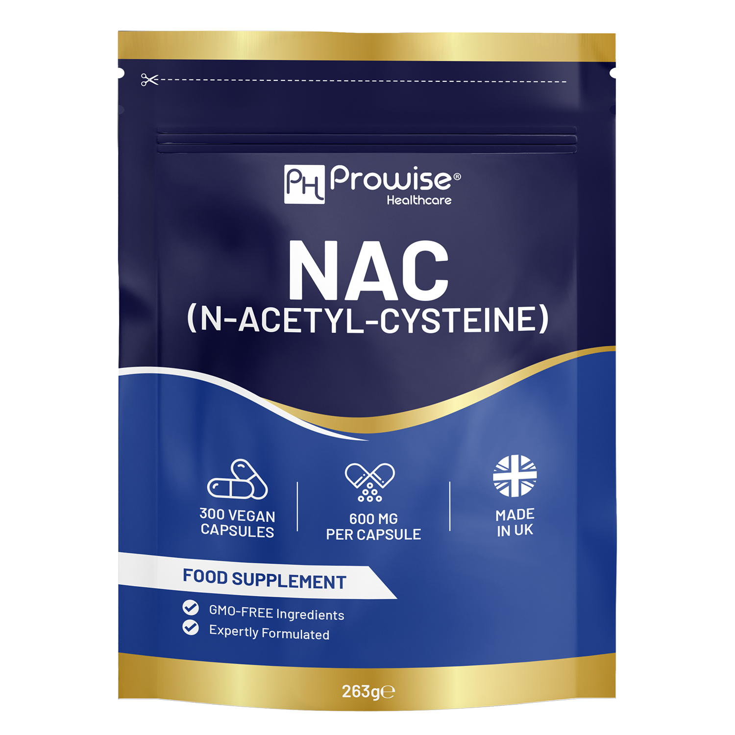 NAC N-Acetyl-Cysteine 600mg | 300 Capsules | Vegan N-Acetyl-Cysteine Nutritional Supplements| 10 Month’s Supply | High Bioavailability & letter box friendly | UK Manufactured by Prowise Healthcare