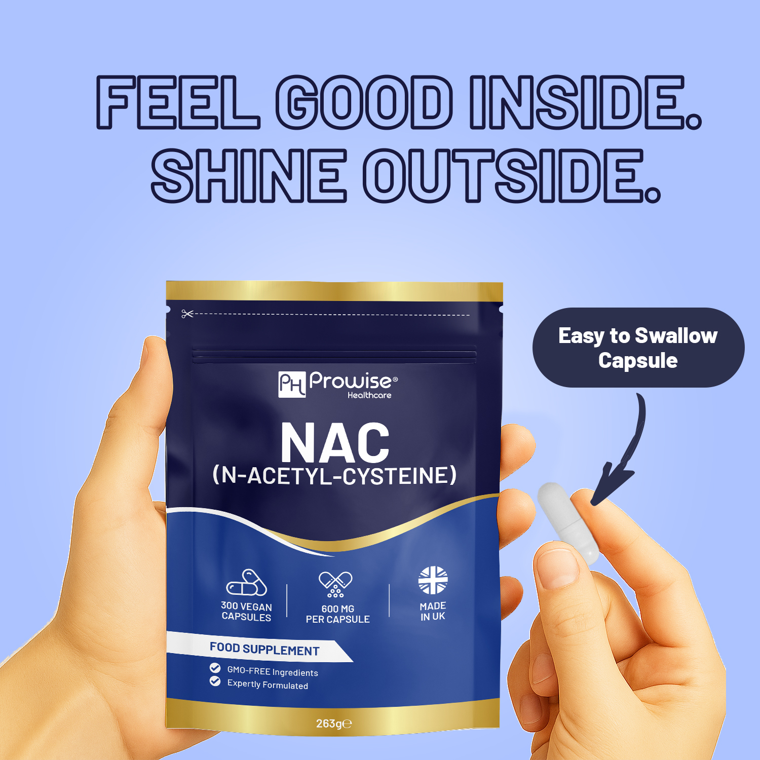 NAC N-Acetyl-Cysteine 600mg | 300 Capsules | Vegan N-Acetyl-Cysteine Nutritional Supplements| 10 Month’s Supply | High Bioavailability & letter box friendly | UK Manufactured by Prowise Healthcare - Image 5