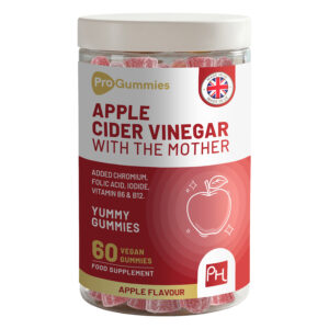Apple Cider Vinegar Gummies with The Mother 1000mg | Enhanced with Vitamin B12, Vitamin B6, Folic Acid, Chromium, Iodine | 60 Vegan ACV Gummies (not Capsule) | Apple Flavours | Made in UK by Prowise