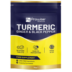 Prowise Turmeric 5400mg Tablets with Black Pepper & Ginger – 95% Curcumin High Strength Formula, 60 Easy-Swallow Tablets (Not Capsule or Powder) | Letterbox Friendly UK Made