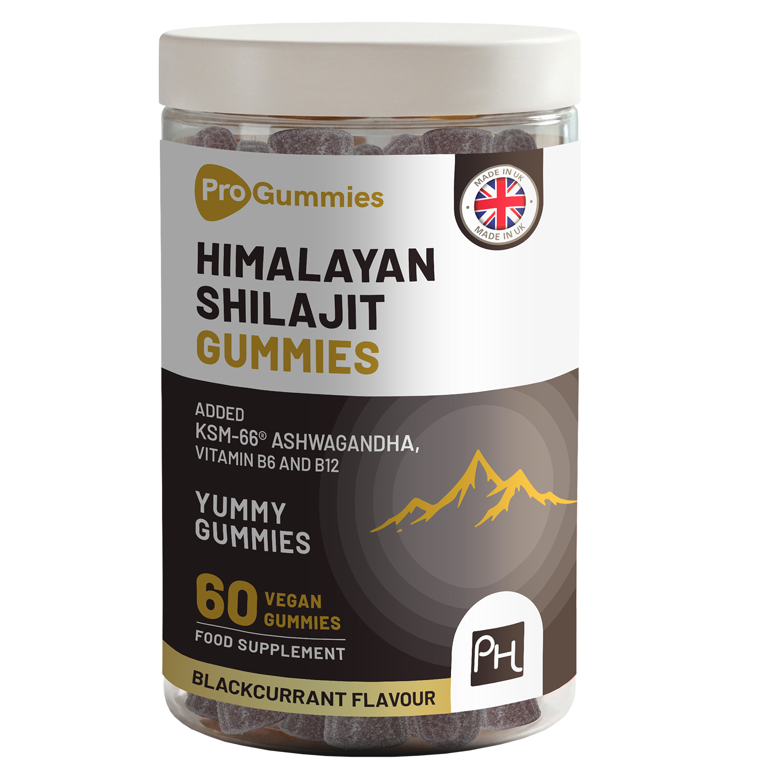 Himalayan Shilajit Gummies 3000mg with KSM-66 Ashwagandha, Vitamin B6 & B12 – 60 Vegan Gummies – Energy & Vitality Support for Men & Women – Blackcurrant Flavour – Prowise