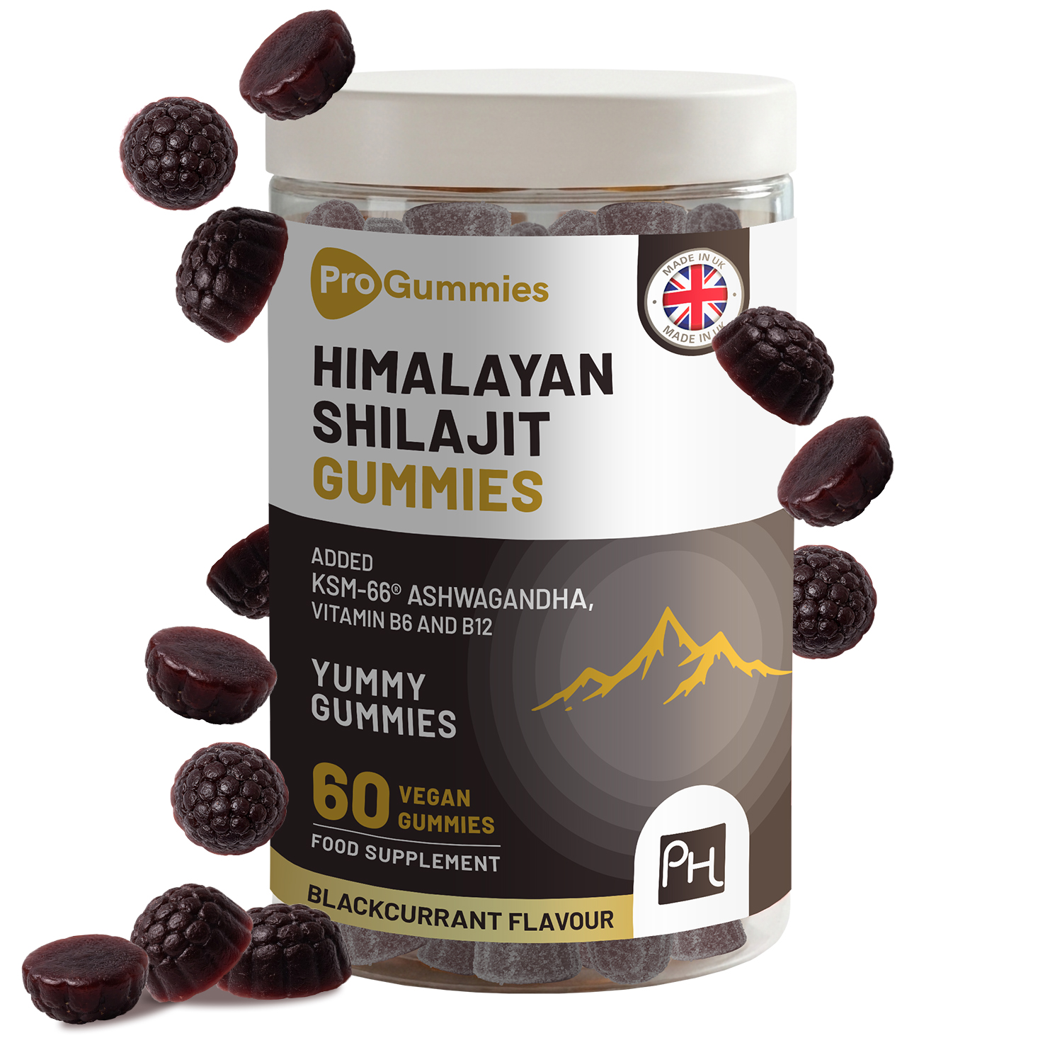 Himalayan Shilajit Gummies 3000mg with KSM-66 Ashwagandha, Vitamin B6 & B12 – 60 Vegan Gummies – Energy & Vitality Support for Men & Women – Blackcurrant Flavour – Prowise - Image 2
