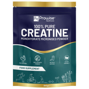Creatine Monohydrate Powder | 100 Serving – 360g Pouch | 100% Pure Micronised Creatine Monohydrate | Easily Dissolves | Unflavoured | Vegan (Not Gummies or Tablets) for Women and Men by Prowise