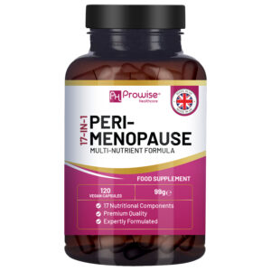 Perimenopause Supplements for Women added Red Clover, Sage Leaf, Lesser Yam, Maca Root, Siberian Ginseng Root and 12 other active ingredients | 120 Vegan Capsules | Made in UK by Prowise