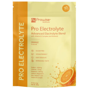 Pro Electrolyte Orange Flavour 30 Servings | Advanced Electrolyte Blend with Vitamin B Complex, Sodium, Chloride, Potassium, Calcium, Magnesium, Zinc & Vitamin C Made in UK by Prowise
